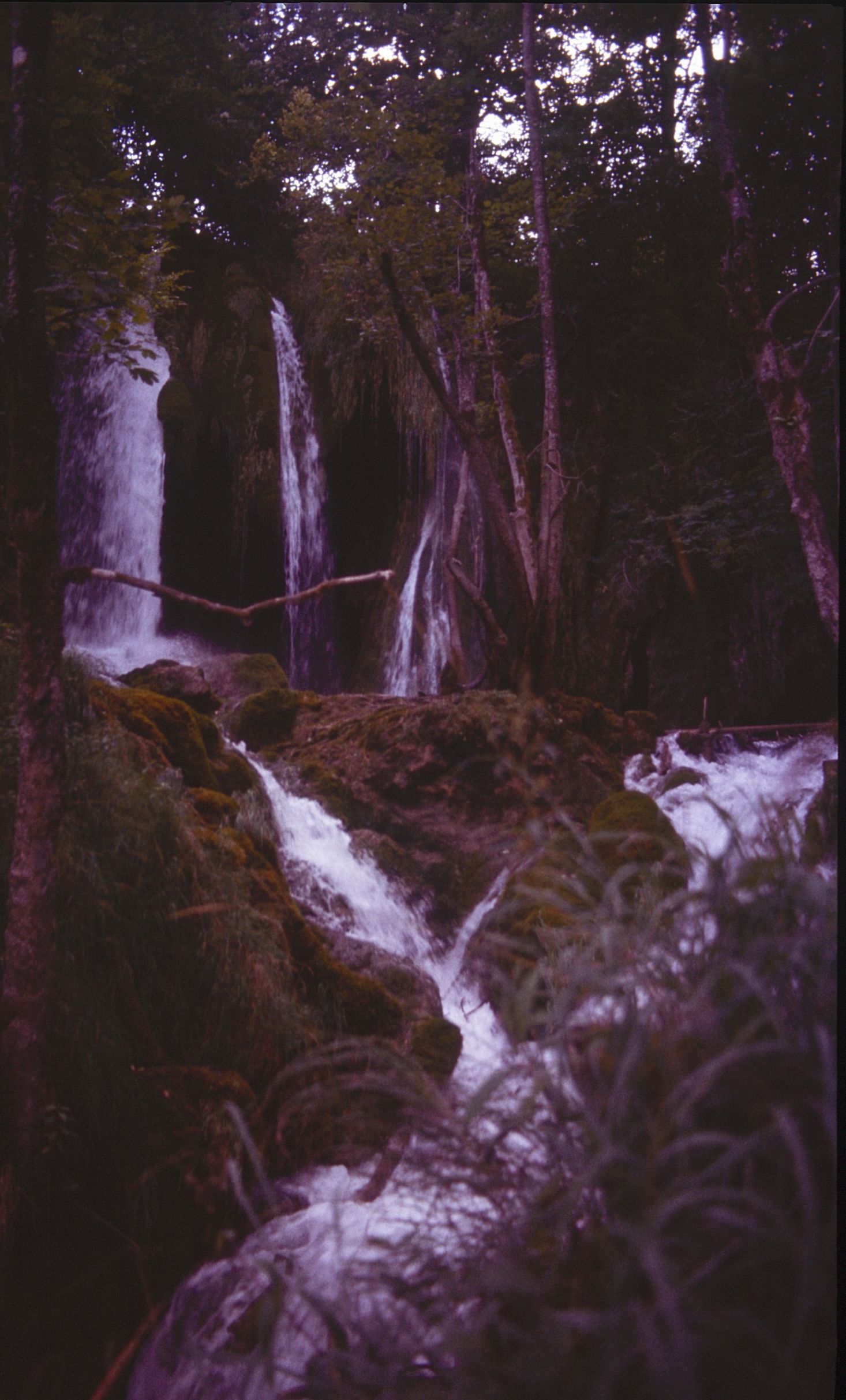 Waterfalls in Plitvice Lakes National Park in Croatia (former Yugoslavia) in 1988