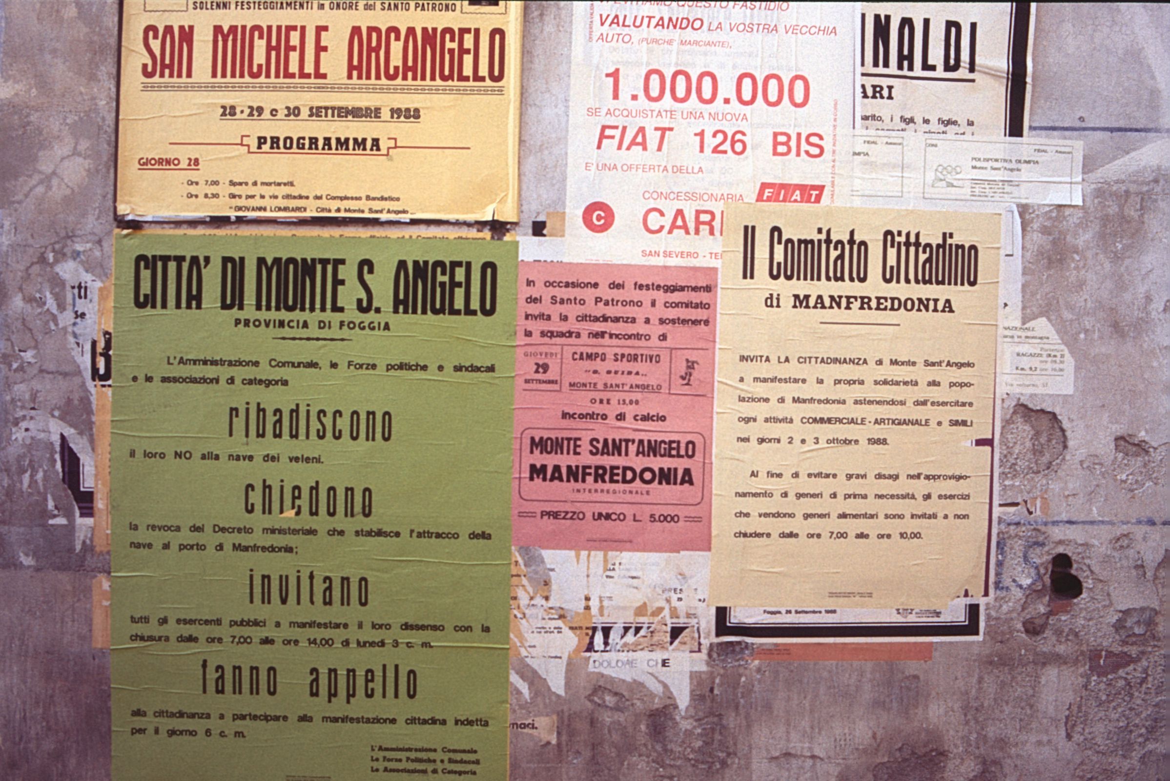 General strike notice posted on a wall in Monte Sant'Angelo